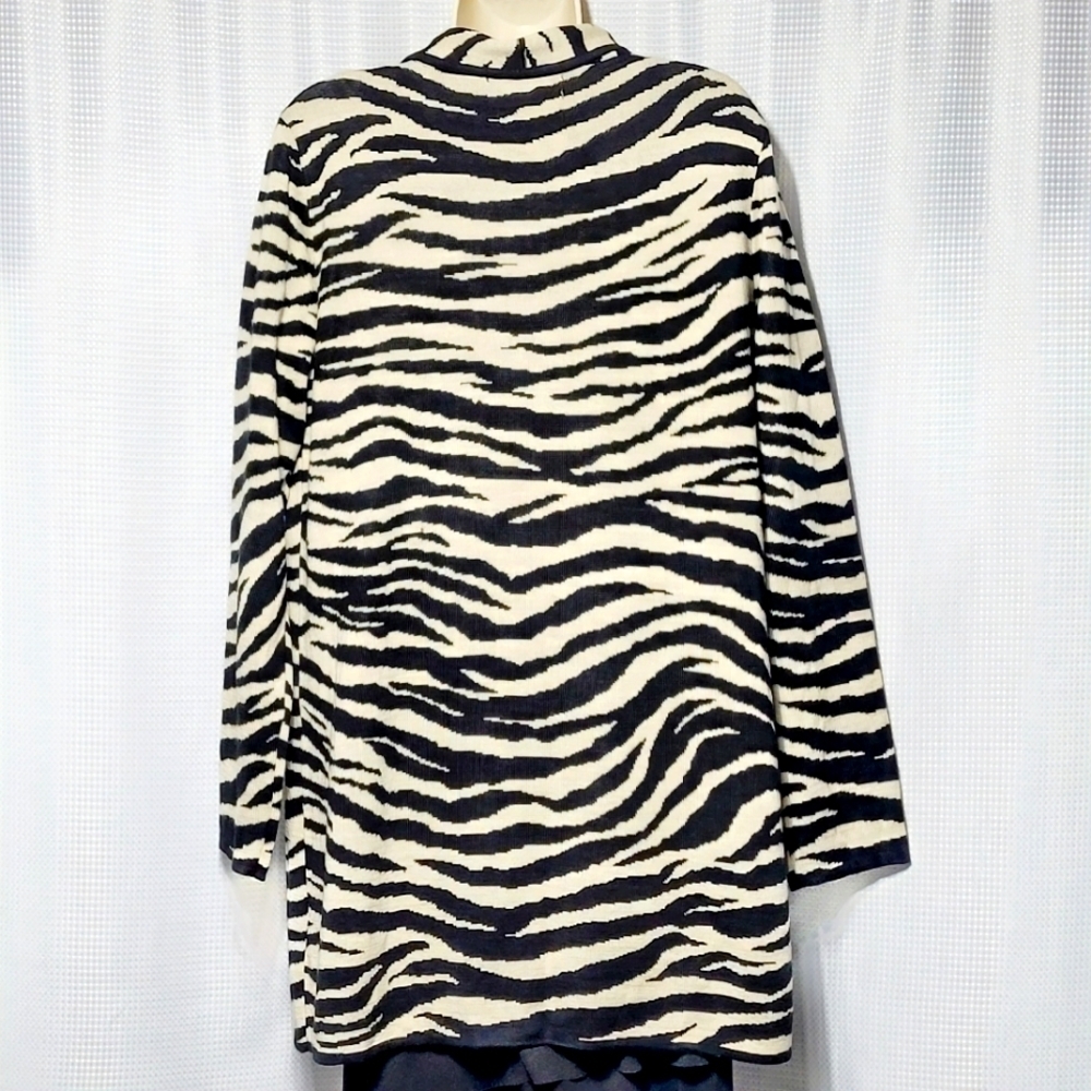 Evan-Picone Zebra Print Open Front Knit Cardigan … - image 4